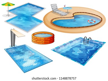 A set of swimming pool illustration