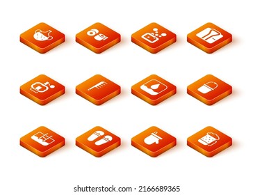 Set Swimming pool with ladder, Flip flops, Aftershave, Hairbrush, Sauna mittens, Water drop, Wooden beer mug and bucket icon. Vector