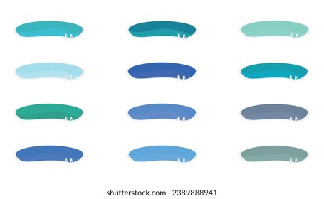 set of swimming pool waters in different colors isolated on white background