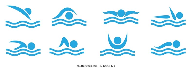 Conjunto de Ilustración vectorial de natación