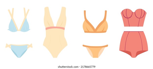 Set with swimsuit. Summer clothes. Beach accessories 