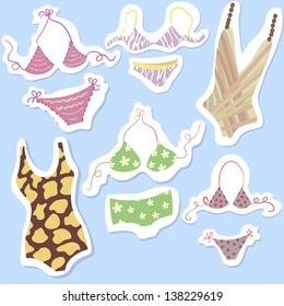 A set of swimwear. Bikini. Sticker. vector