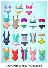 Set of swimwear in flat design 