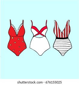 set swimwear hand drawn vector