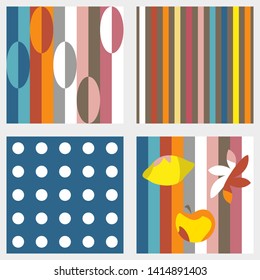 Set of swimwear patterns. Seamless vector print with geometric elements. Swimsuits textile collection.