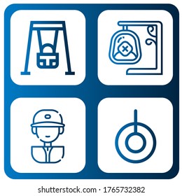 Set of swinging icons. Such as Swing, Baseball player , swinging icons