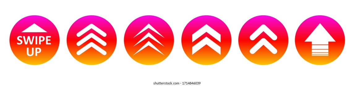 Set swipe up arrows icon. Group arrows directed upwards. Different white arrows sign. Scroll or swipe up. Elements for business infographic, social media – vector