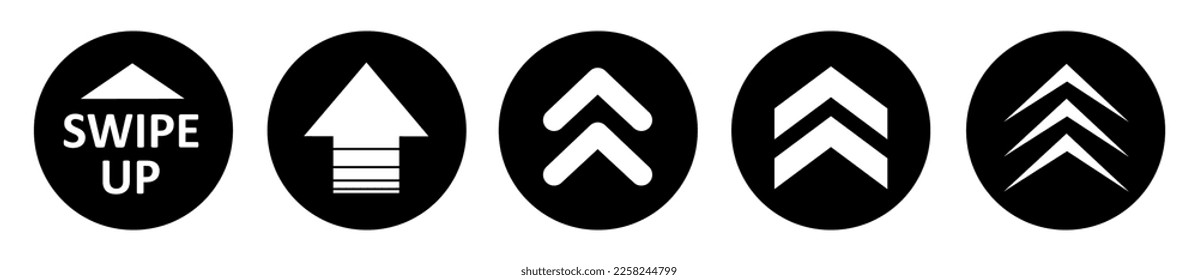 Set swipe up arrows icon. Group arrows directed upwards. Different white arrows sign. Scroll or swipe up. Elements for business infographic, social media – for stock - Shutterstock ID 2258244799