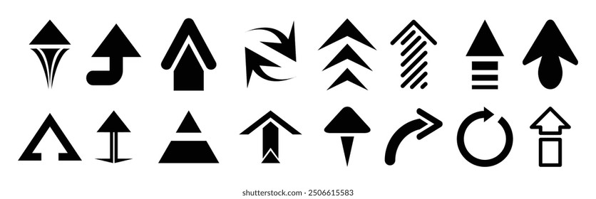 Set swipe up arrows icon. Group arrows directed upwards. Different black arrows sign. Scroll or swipe up. Elements for business infographic, social media – vector