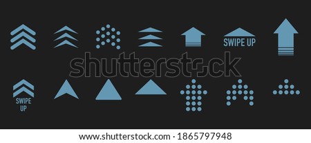 Set swipe up arrows icon. Group arrows directed upwards. Different arrows sign. Scroll or swipe up. Elements for business infographic, social media and website