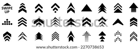 Set swipe up arrows icon. Group arrows directed upwards. Different black arrows sign. Scroll or swipe up. Elements for business infographic, social media – for stock 商業照片 © 