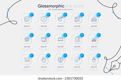 Conjunto de iconos de línea de almacenamiento de Swipe up, Cursor y Online para la aplicación web. Estación de carga, Actualizar documento, Iconos de oferta de oferta. Ejecutar, Cita burbuja, carteles de la cabeza. Avión, correo nuevo, cadena de suministro. Vector