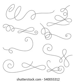 Set of swirl calligraphic elements. Vector vintage dividers. Decorative scrolls for wedding wignettes. Can use for decoration book pages and invitations.
