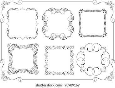 Set of swirl calligraphic frame design