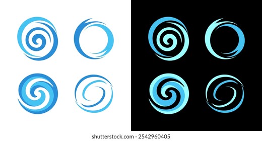 Set von Swirl Kreis Wasser Symbol Logo abstrakte Whirlpool Splash Vektor