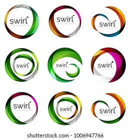 Conjunto de círculos giratorios abstractos de iconos vectoriales. Círculo, helix, rotación, conceptos de movimiento espiral. Ilustración del vector