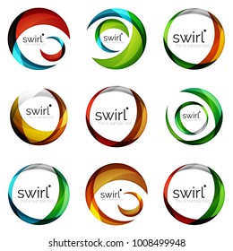 Set of swirl circles abstract vector icons. Circle, helix, rotation, spiral motion concepts. Vector illustration