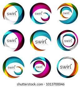 Set of swirl circles abstract vector icons. Circle, helix, rotation, spiral motion concepts. Vector illustration