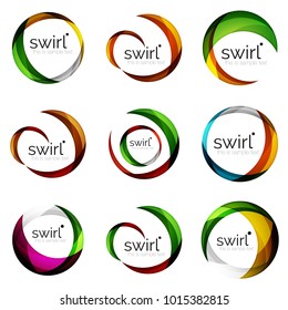 Set of swirl circles abstract vector icons. Circle, helix, rotation, spiral motion concepts. Vector illustration