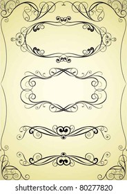 Set of swirl frame and corner design