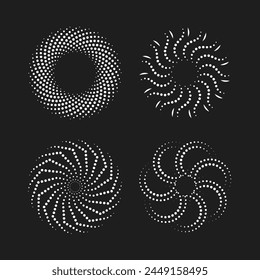 Set of swirl galaxy retro elements and abstract shapes.