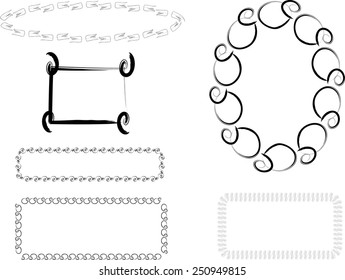 A set of swirl shaped frame background vector designs.