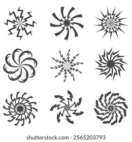 Set of swirl or sunburst vector icon