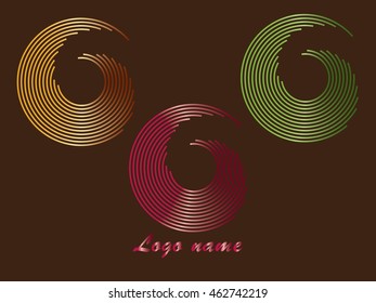 Set of Swirled circular logo design template.