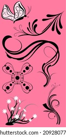 Set of swirling graphic elements vector