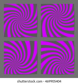 Set of swirling radial backdrops. Vector Illustration.