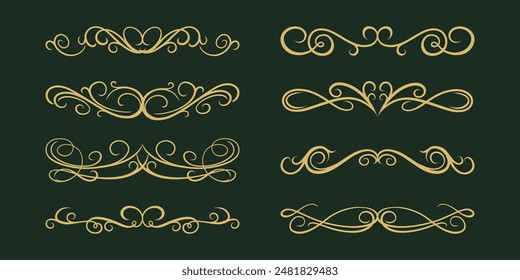 Conjunto de Elementos de diseño decorativos de remolinos. Estilo victoriano