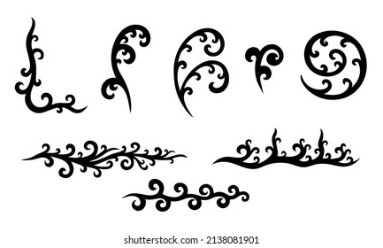 Set of swirls isolated on the white background. Vintage floral ornament.
