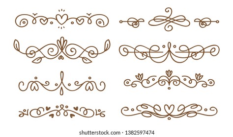 Set of swirly decorative dividers, can be use as wedding design elements