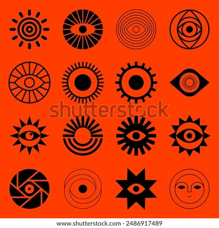 Set Of Swiss Design Shapes. Cool Geometric Abstract Modernist Icon. Avant-garde Geometrical Illustration.
