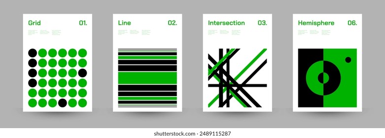 Set von Schweizer Musterplakaten Design. Geometrische Formen. In: Abstrakt Technologie Vektorgrafik Illustrator.