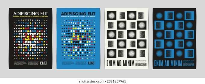 Set of Swiss Styled Posters with Geometric Patterns. Vector illustration.