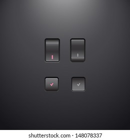 Set of  switches and buttons