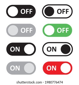 Set of switches on and off. Buttons ON OFF. Slider buttons icon. Vector illustration.