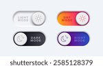 Set Of Switchs With Light, Dark, Day And Night Mode