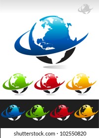Set of swoosh globe logo icons