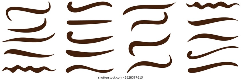 Set of swoosh. hand drawn calligraphy swoosh . swoop underline typography tails shapes, calligraphy swirl vectors flat illustration isolated on white background
