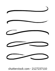Set of swoosh underline squiggly. Figure eight underline curves. Vector illustration of line lettering isolated on white background.