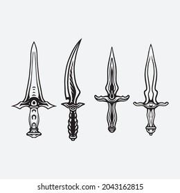 Zeichnen Sie Schwert. Kreatives Design.