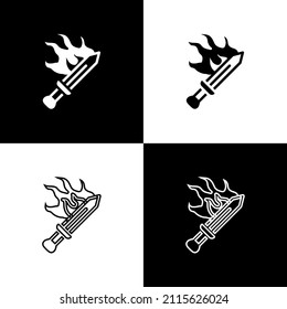 Sword für das Spiel Symbol einzeln auf schwarz-weißem Hintergrund.  Vektorgrafik