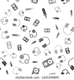 Ajuste la Espada para juegos, altavoces estéreo, auriculares y auriculares en un patrón sin problemas. Vector