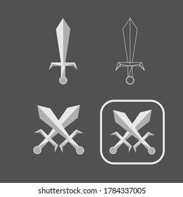 conjunto de iconos de espada. diseño simple de vectores de iconos de espada gris.