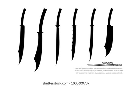 set of sword isolated on white background , 