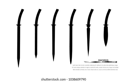 set of sword isolated on white background , 
