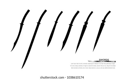 set of sword isolated on white background , 