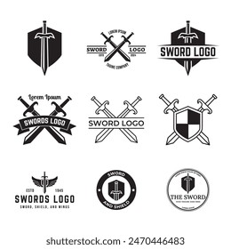 Set of Sword logo icon vector illustration design isolated on white background